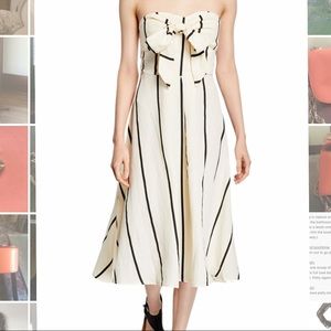 Sancia Marlowe Linen-Blend Striped Strapless Dress